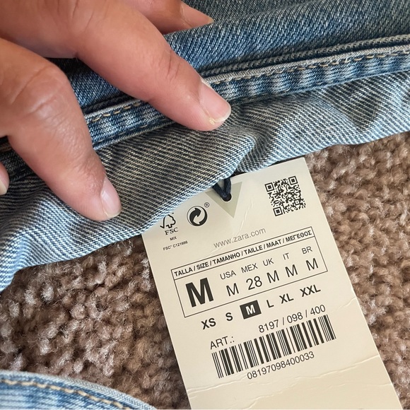 ZARA ASYMMETRIC DENIM MIDI DRESS BLUE - Picture 5 of 6